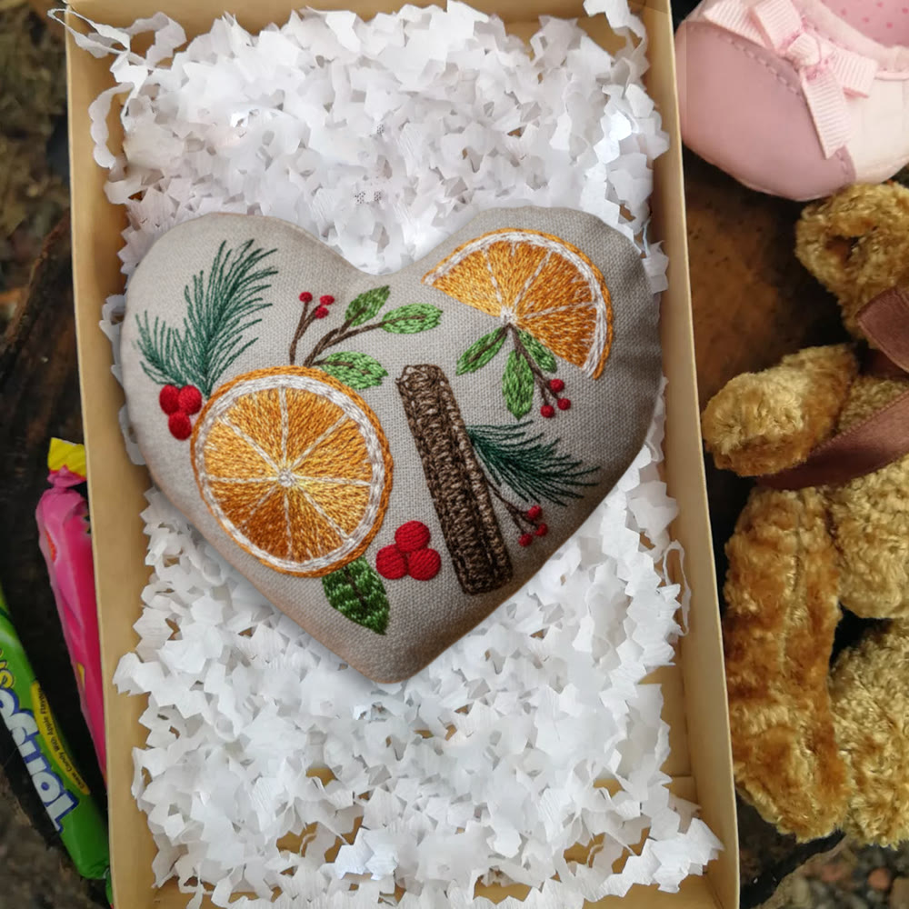 Rubbyoo Heart Embroidery Kit - Orange And Spices | Christmas Tree Ornament | Nice Gift For Friend  - image 6