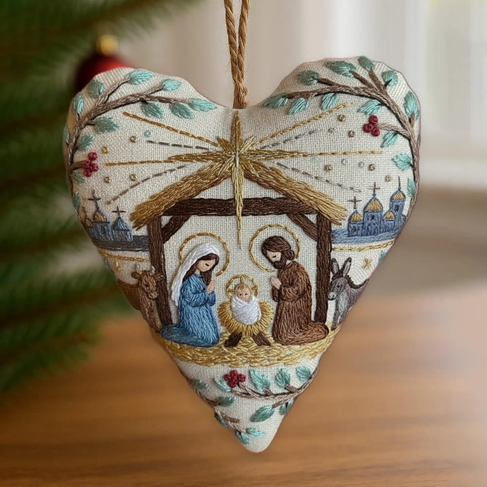 Rubbyoo Heart Embroidery Kit - Christmas Nativity | Stitch Handmade Craft | Diy Hanging Craft  - 6 inches hoop kit - image 0
