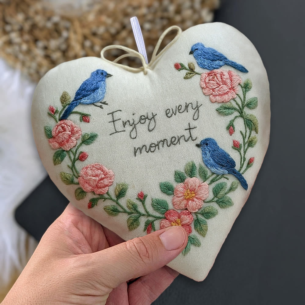 Rubbyoo Heart Embroidery Kit - Enjoy Every Moment | Handmade Wall Decor | Perfect Gift For Crafter - image 3