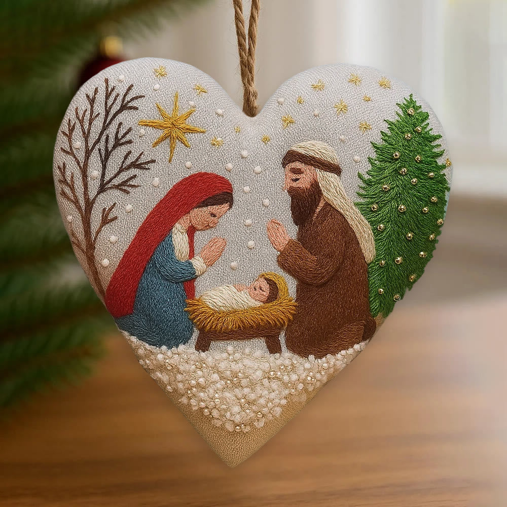 Rubbyoo Heart Embroidery Kit - Christmas Prayer | Handmade Needle Artwork | Diy Christmas Tree Decor  - 6 inches hoop kit - image 0
