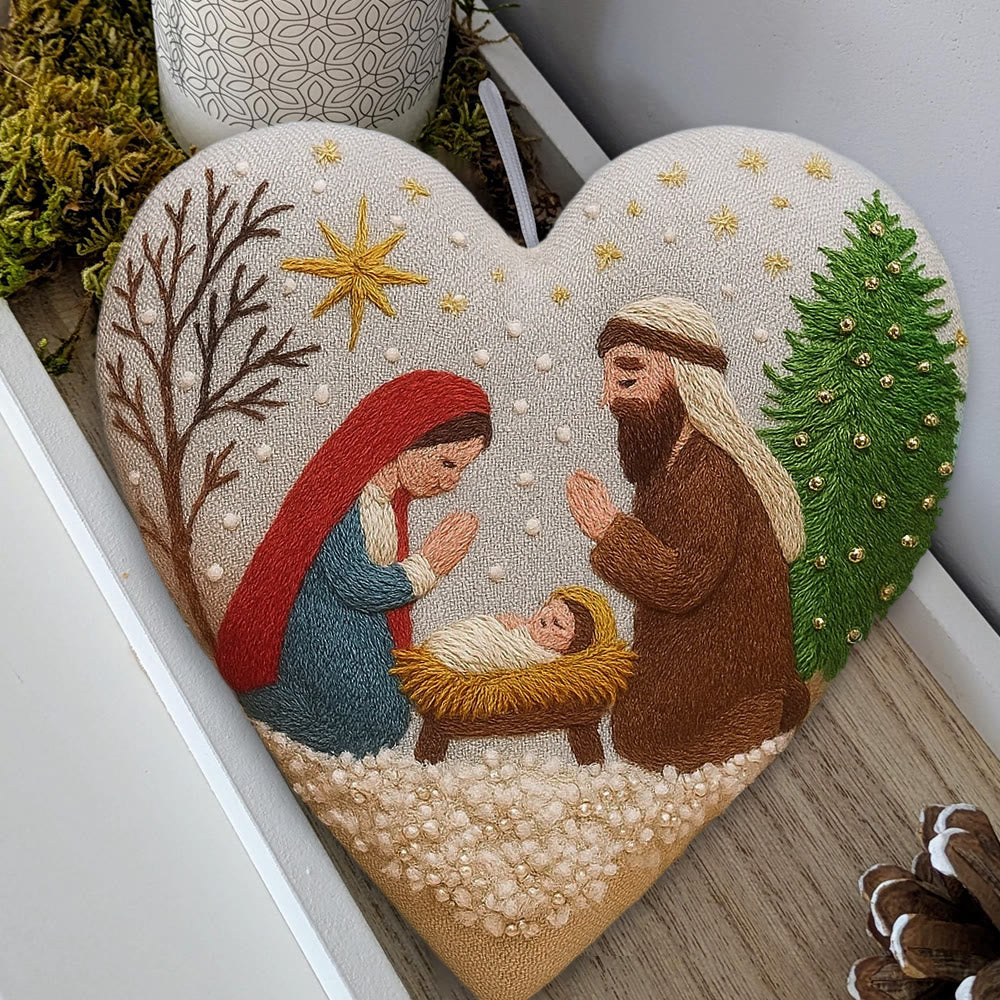 Rubbyoo Heart Embroidery Kit - Christmas Prayer | Handmade Needle Artwork | Diy Christmas Tree Decor  - image 8