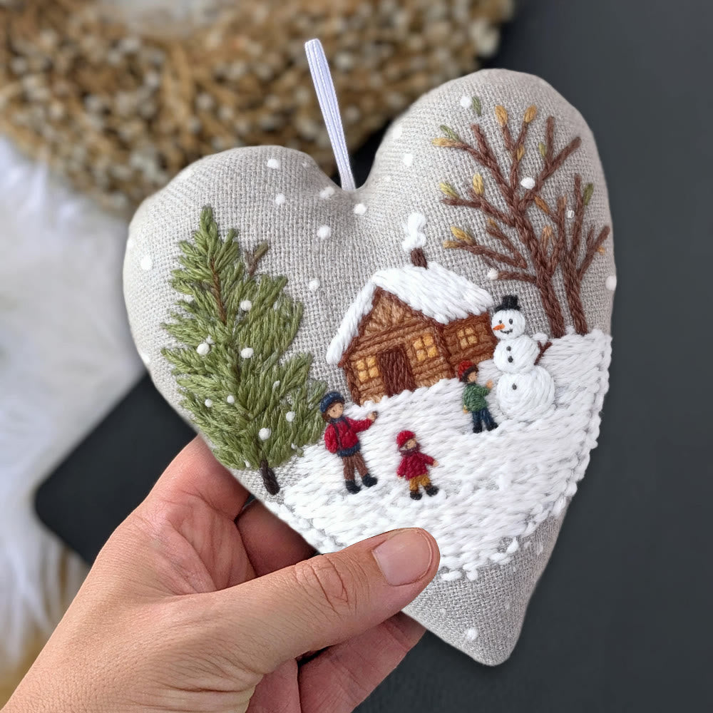 Rubbyoo Heart Embroidery Kit - Light Snow | Winter Handmade Art | Christmas Wall Hanging  - image 6