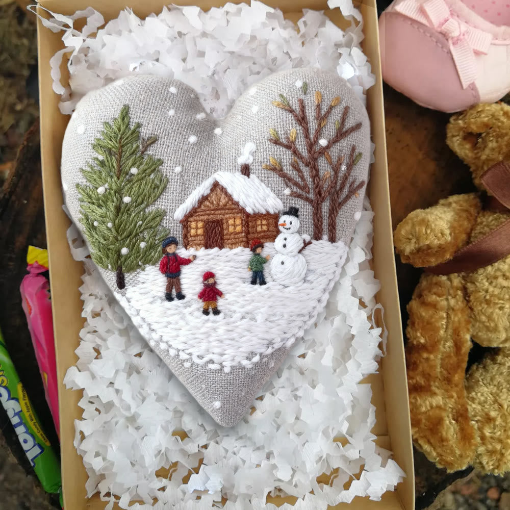 Rubbyoo Heart Embroidery Kit - Light Snow | Winter Handmade Art | Christmas Wall Hanging  - image 4