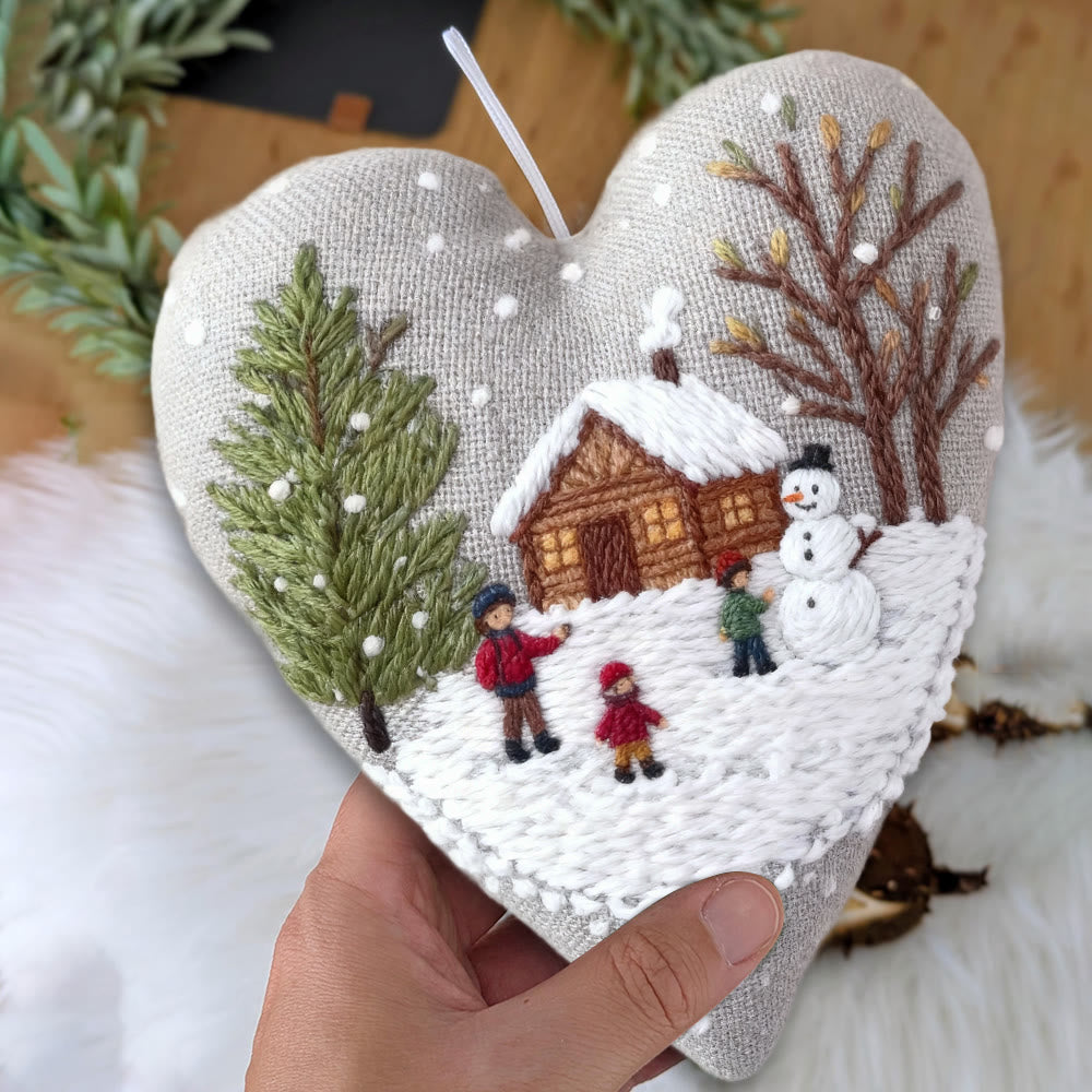 Rubbyoo Heart Embroidery Kit - Light Snow | Winter Handmade Art | Christmas Wall Hanging  - image 3