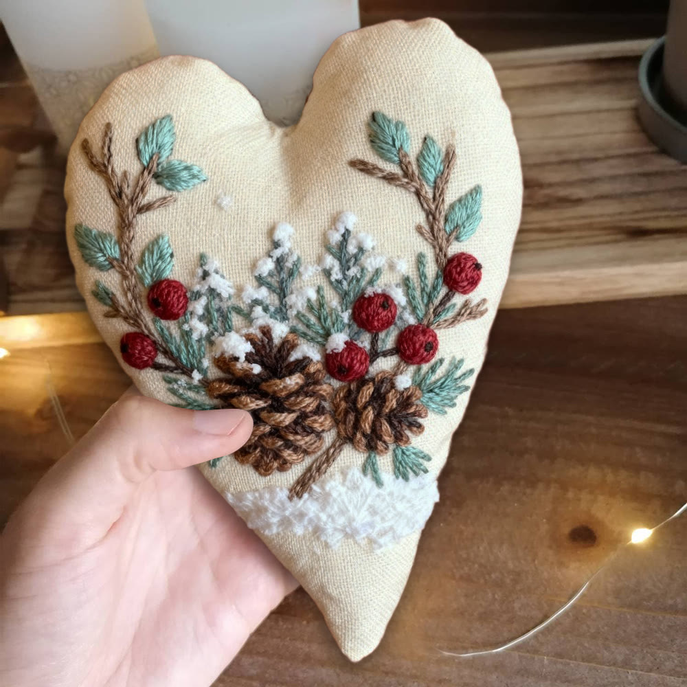 Rubbyoo Heart Embroidery Kit - Christmas Pine Cones | Holiday Celebration Craft | Unique Stitch Art  - image 5