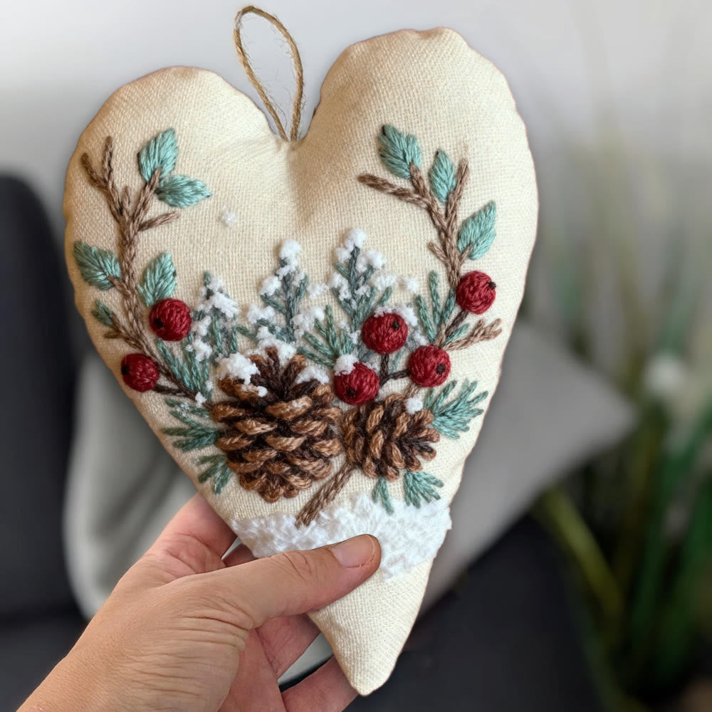 Rubbyoo Heart Embroidery Kit - Christmas Pine Cones | Holiday Celebration Craft | Unique Stitch Art  - image 9