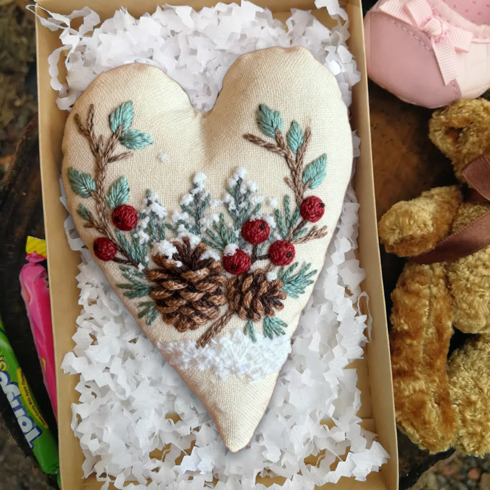 Rubbyoo Heart Embroidery Kit - Christmas Pine Cones | Holiday Celebration Craft | Unique Stitch Art  - image 7