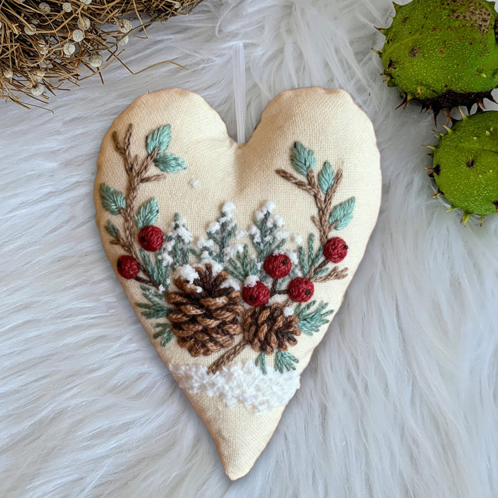 Rubbyoo Heart Embroidery Kit - Christmas Pine Cones | Holiday Celebration Craft | Unique Stitch Art  - image 8