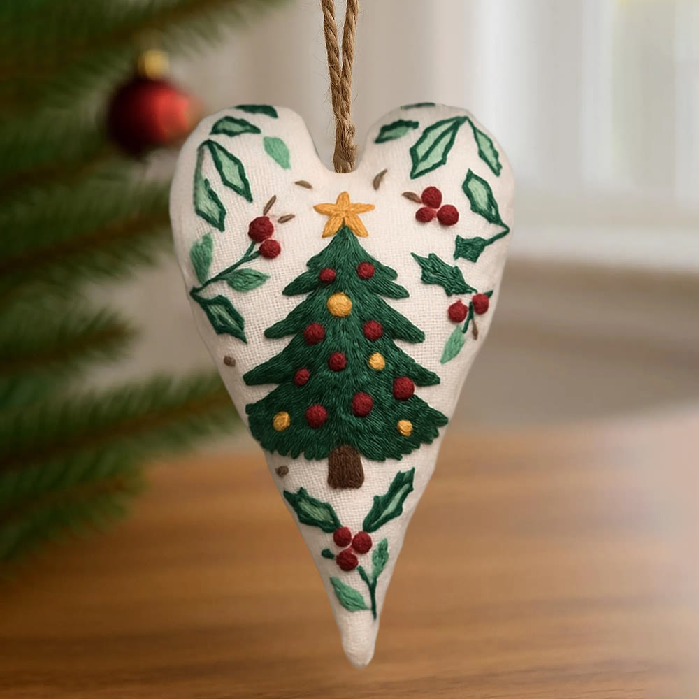 Rubbyoo Heart Embroidery Kit - Christmas Tree | Perfect Handmade Gift For Kid | Diy Needle Art  - image 1