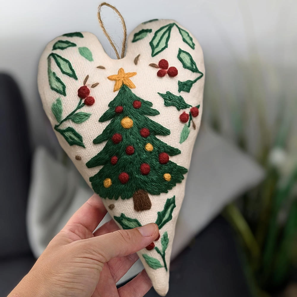 Rubbyoo Heart Embroidery Kit - Christmas Tree | Perfect Handmade Gift For Kid | Diy Needle Art  - image 2