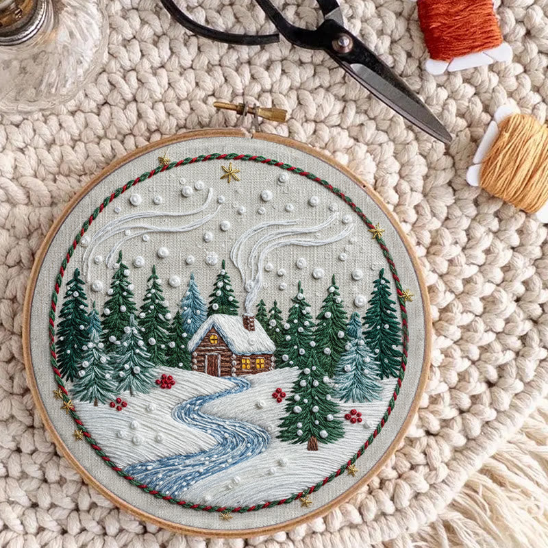 Rubbyoo Embroidery Kit - Winter Village | Diy Holiday Ornament | Nice Stitch Artwork - image 7