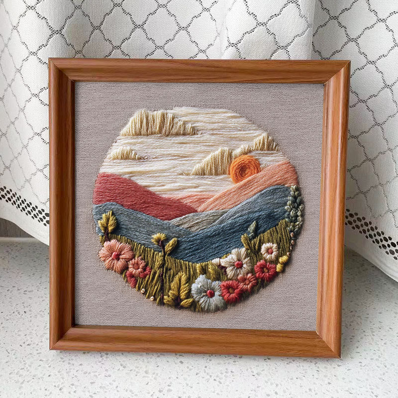 Rubbyoo Embroidery Kit - Charming Mountain | Unique Housewarming Gifts | Perfect For Desk Decor - Embroidery Kit Plus An Extra Frame - image 6