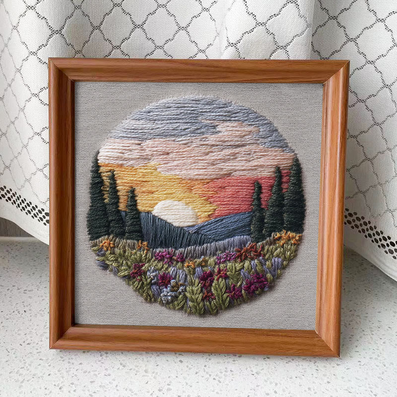 Rubbyoo Embroidery Kit - Beautiful Sunset | Diy Hoop Art | Decorative Handmade Craft - Embroidery Kit Plus An Extra Frame - image 7