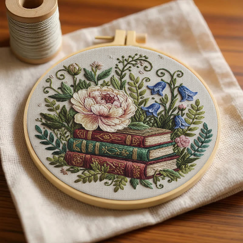Rubbyoo Embroidery Kit - Blooming Flower With Book | Perfect Bookshelf Ornament | Nice Gifts For Her - image 4