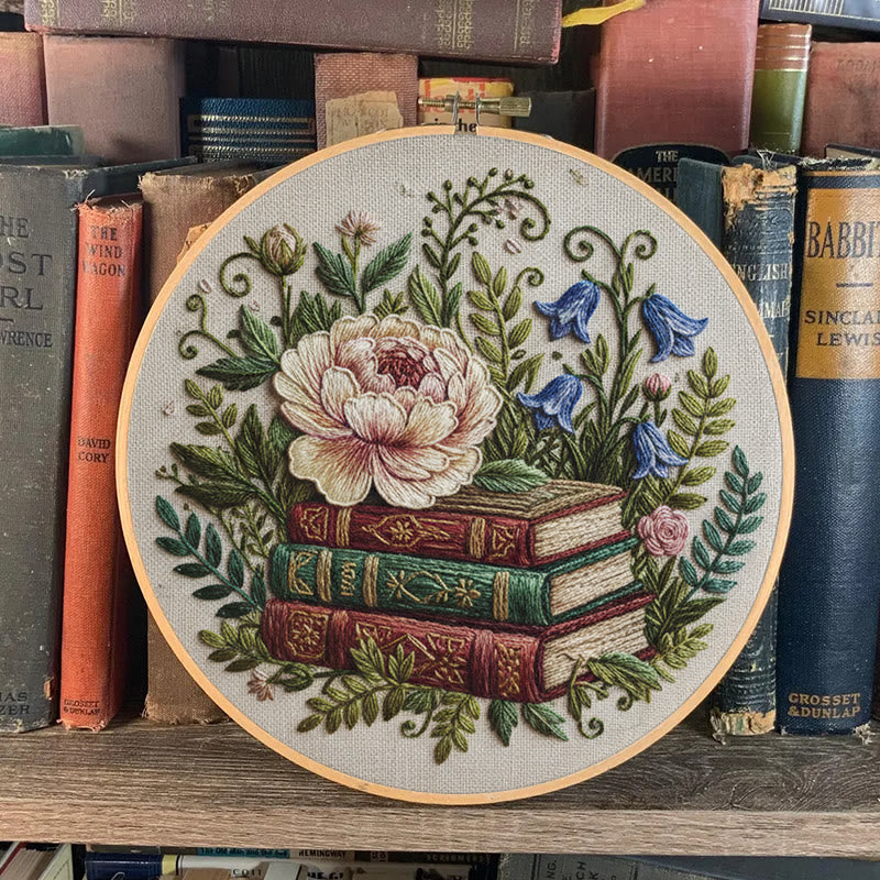 Rubbyoo Embroidery Kit - Blooming Flower With Book | Perfect Bookshelf Ornament | Nice Gifts For Her - image 7