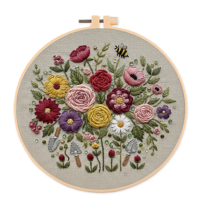 Rubbyoo Embroidery Kit - Fantastic Flower | Floral Room Ornament | Handmade Birthday Gifts - 20*20cm - image 0