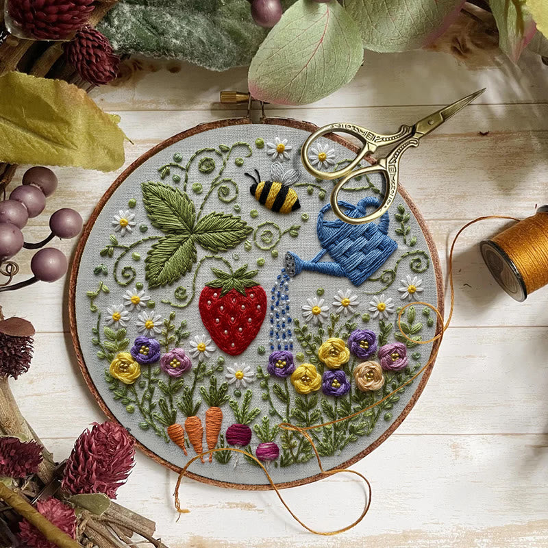 Rubbyoo Embroidery Kit - Vibrant Garden | Diy Stitch Hoop Art | Unique Decorative Craft  - image 1