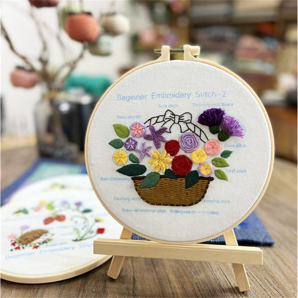 Rubbyoo 3-piece Embroidery Starter Kit - Floral Animal Handicraft | Easy Stitch Art For  Beginner  - image 2