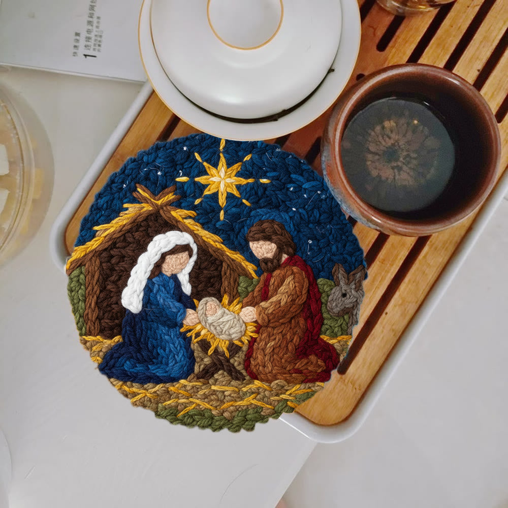 Christmas Nativity Scene  Punch Needle Kit - Religious Christmas Doormat | Handmade Needle Gift - 5 inch Coaster Kit - image 10