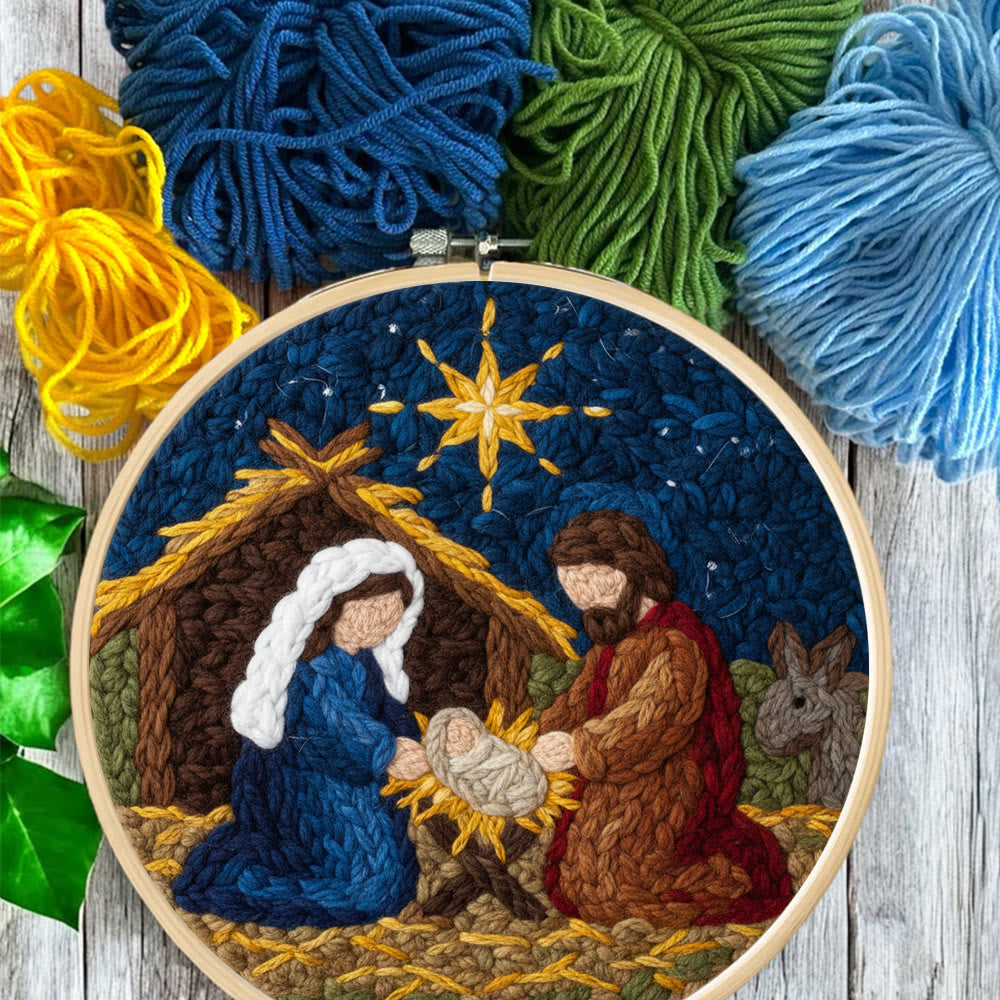 Christmas Nativity Scene  Punch Needle Kit - Religious Christmas Doormat | Handmade Needle Gift - image 1