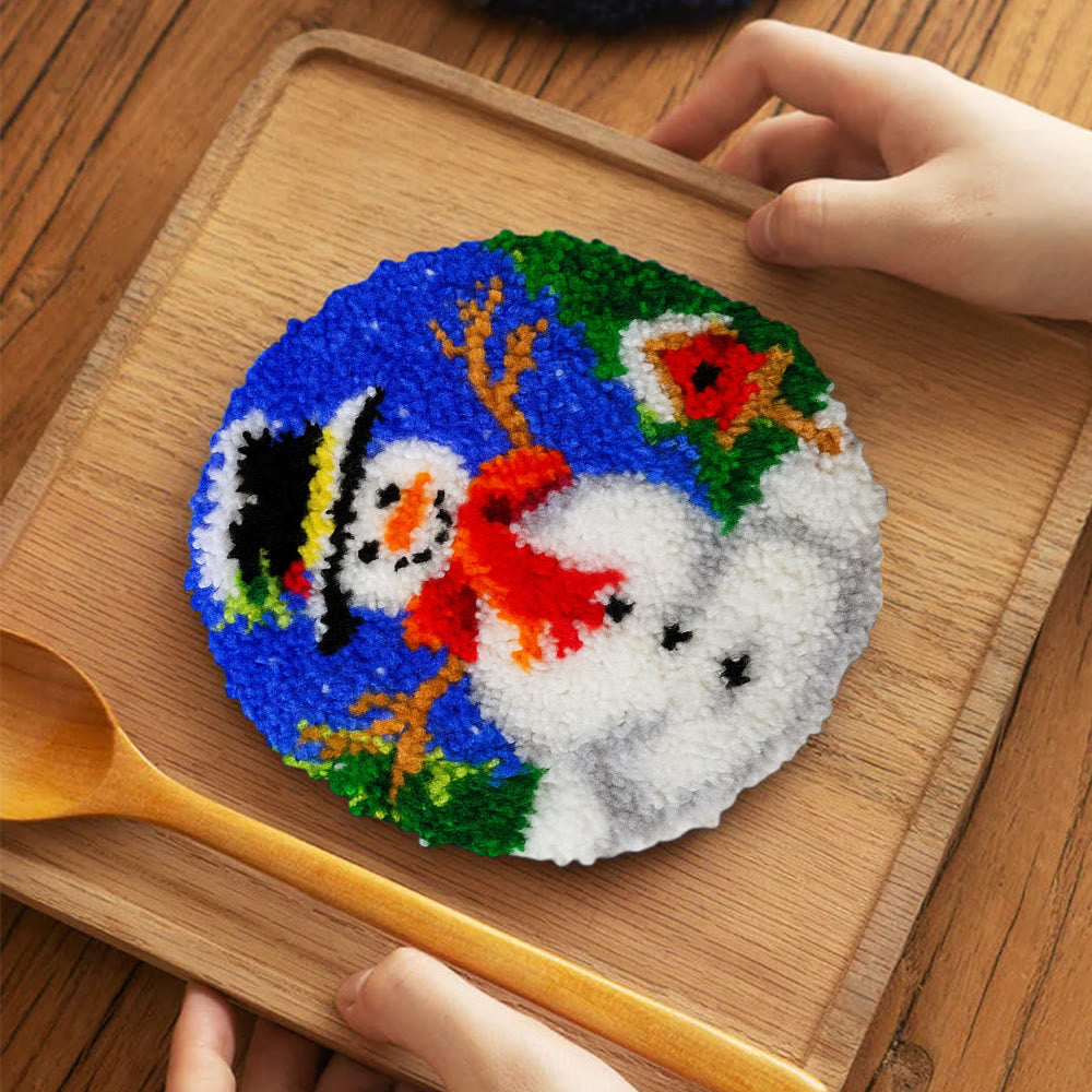 Happy Snowman Punch Needle Kit - Diy Christmas Coaster | Perfect Holiday Present  - image 10