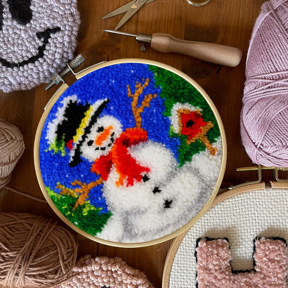 Happy Snowman Punch Needle Kit - Diy Christmas Coaster | Perfect Holiday Present  - image 5