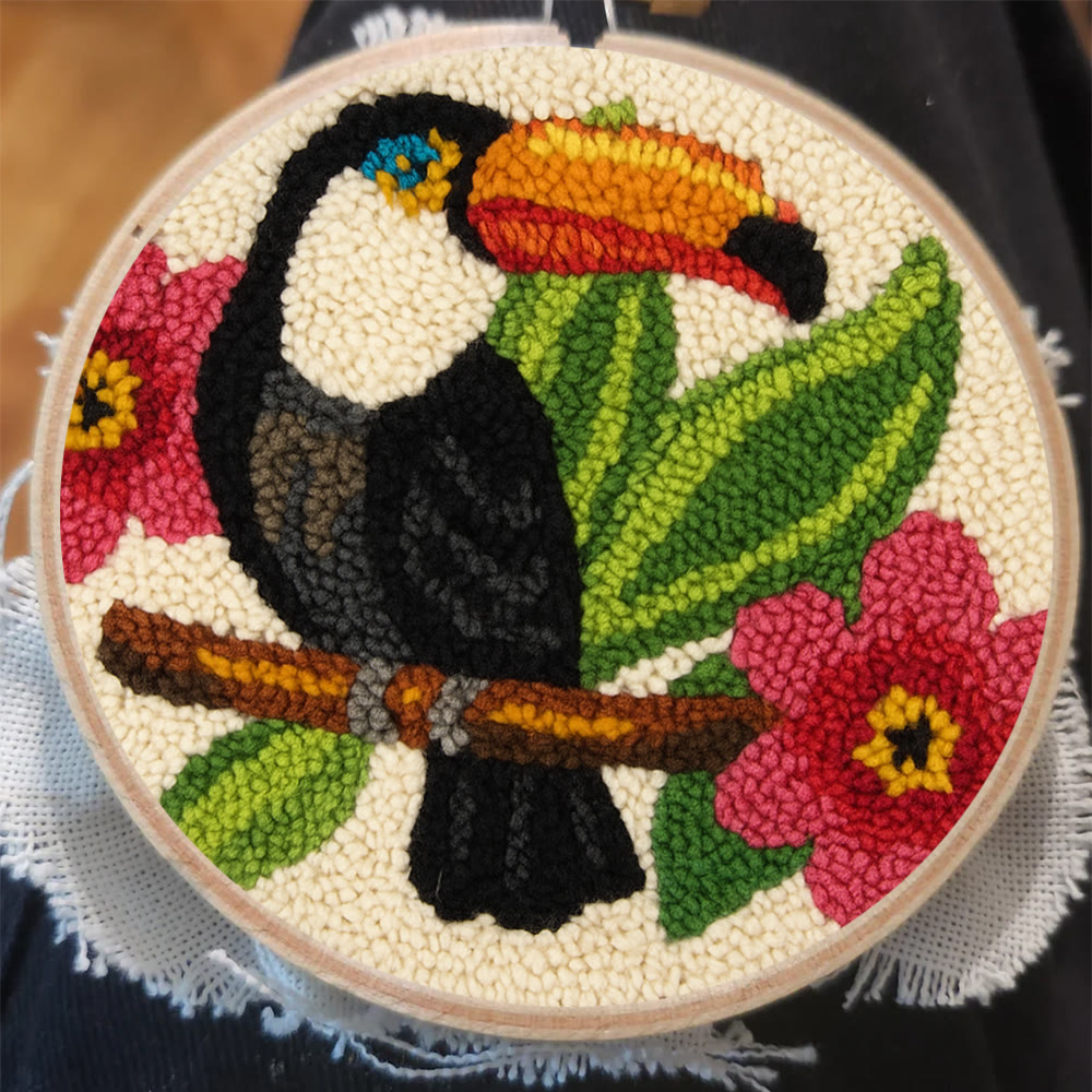 Toucan Bird Punch Needle Kit - Diy Animal Hoop Art | Nice Gifts For Bird Lovers  - image 1