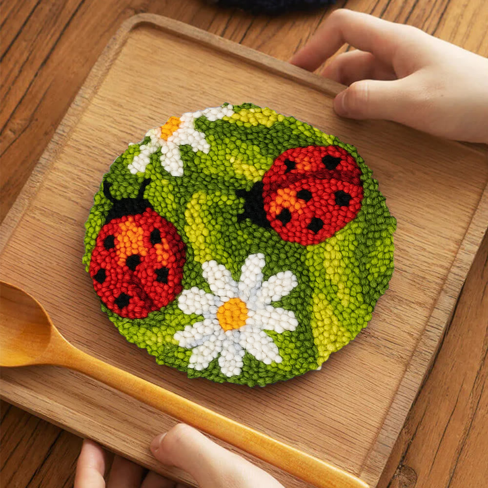 Blooming Flower With Bug Punch Needle Kit - Diy Insect Craft | Nice Home Ornament - image 11