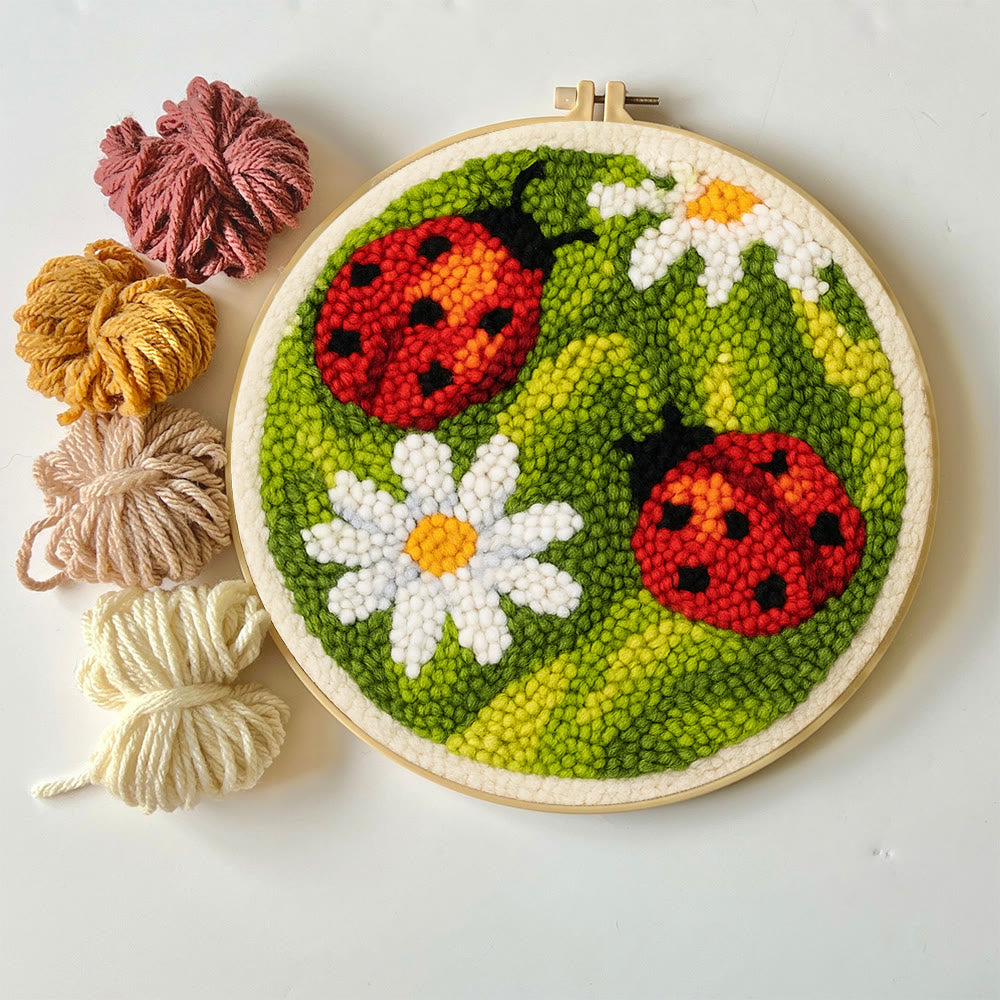 Blooming Flower With Bug Punch Needle Kit - Diy Insect Craft | Nice Home Ornament - image 2