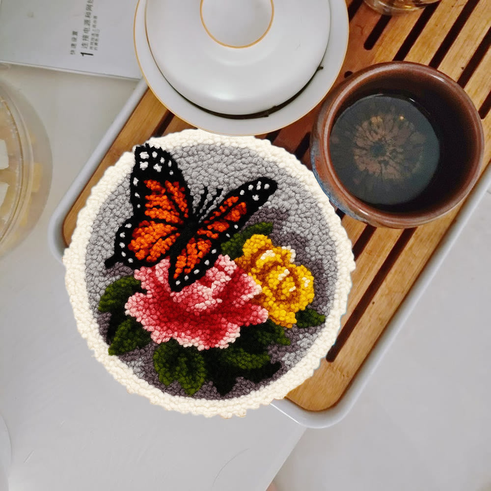 Fascinating Butterfly Punch Needle Kit - Charming Floral Craft | Perfect Handmade Gift For Her - 5 inch Coaster Kit - image 10
