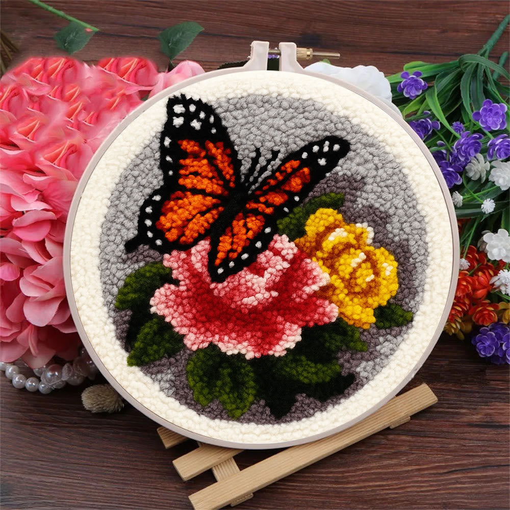 Fascinating Butterfly Punch Needle Kit - Charming Floral Craft | Perfect Handmade Gift For Her - image 1