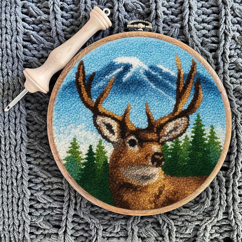 King Of Milu Deer Punch Needle Kit - Diy Animal Handmade Craft | Perfect Art For Home Decor - image 8