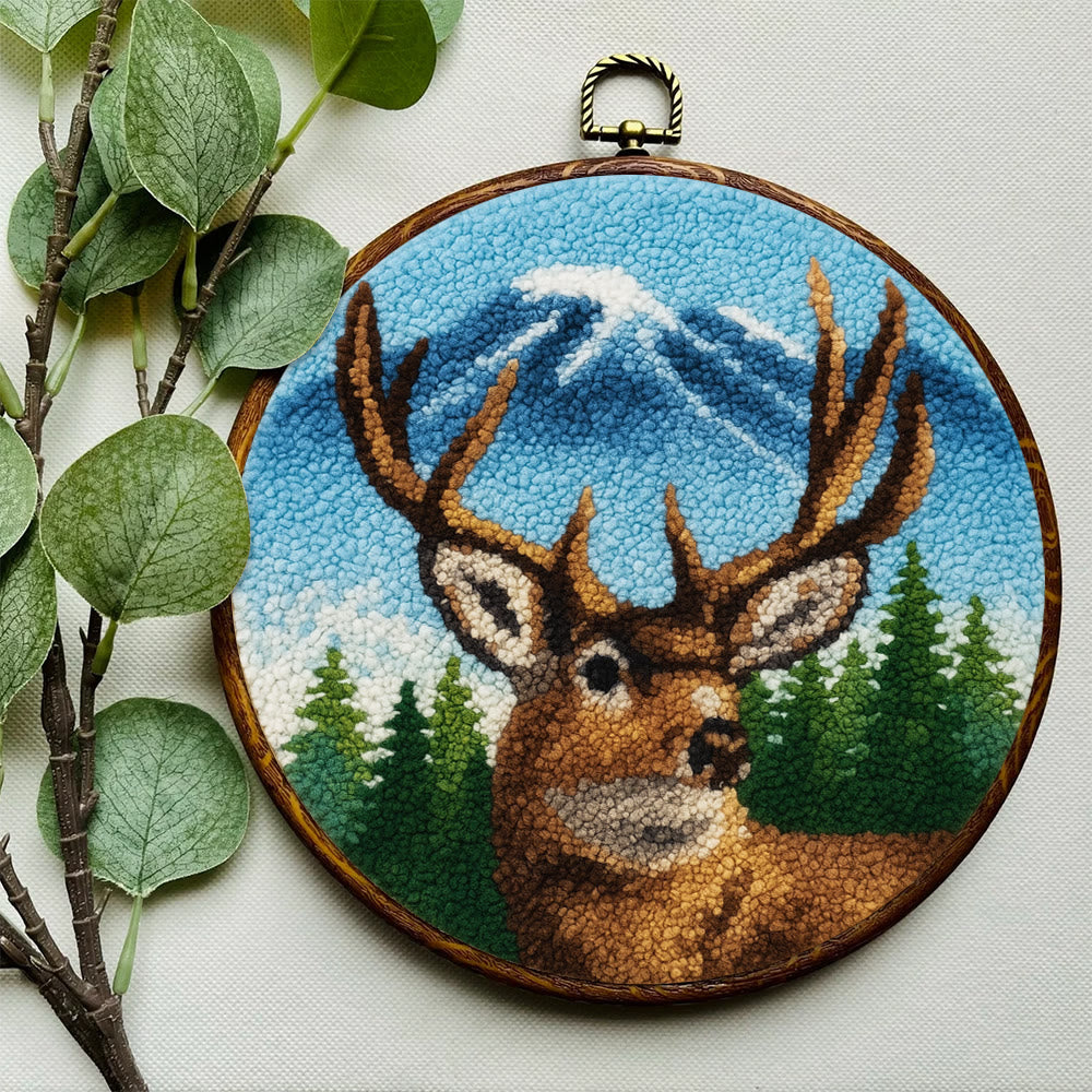 King Of Milu Deer Punch Needle Kit - Diy Animal Handmade Craft | Perfect Art For Home Decor - image 3