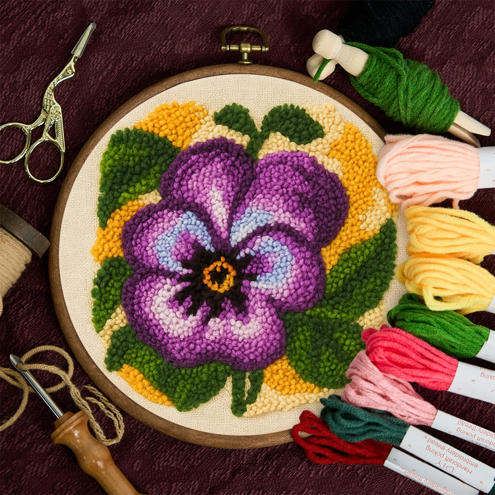Purple Flower Punch Needle Kit - Stunning Flower Craft | Diy Handmade Craft For Mom - image 1