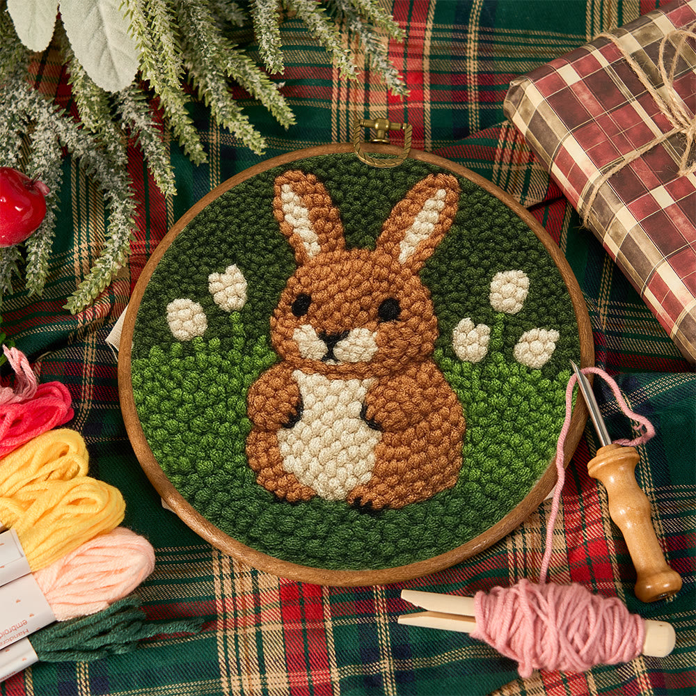 Adorable Bunny  Punch Needle Kit - Diy Christmas Craft | Perfect Birthday Handmade Gift  - image 1