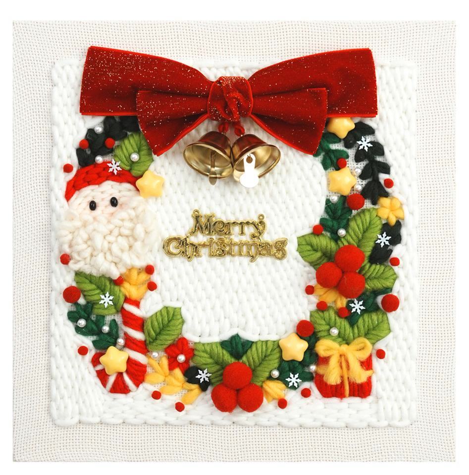 Christmas Series Square Punch Needle Kit - Personalized Needle Craft | Nice Christmas Decorative Gifts  - Christmas wreath - image 1