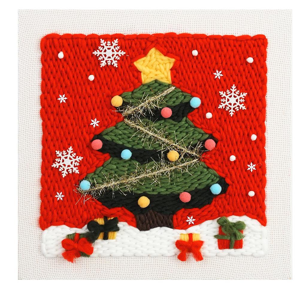 Christmas Series Square Punch Needle Kit - Personalized Needle Craft | Nice Christmas Decorative Gifts  - Christmas tree - image 2