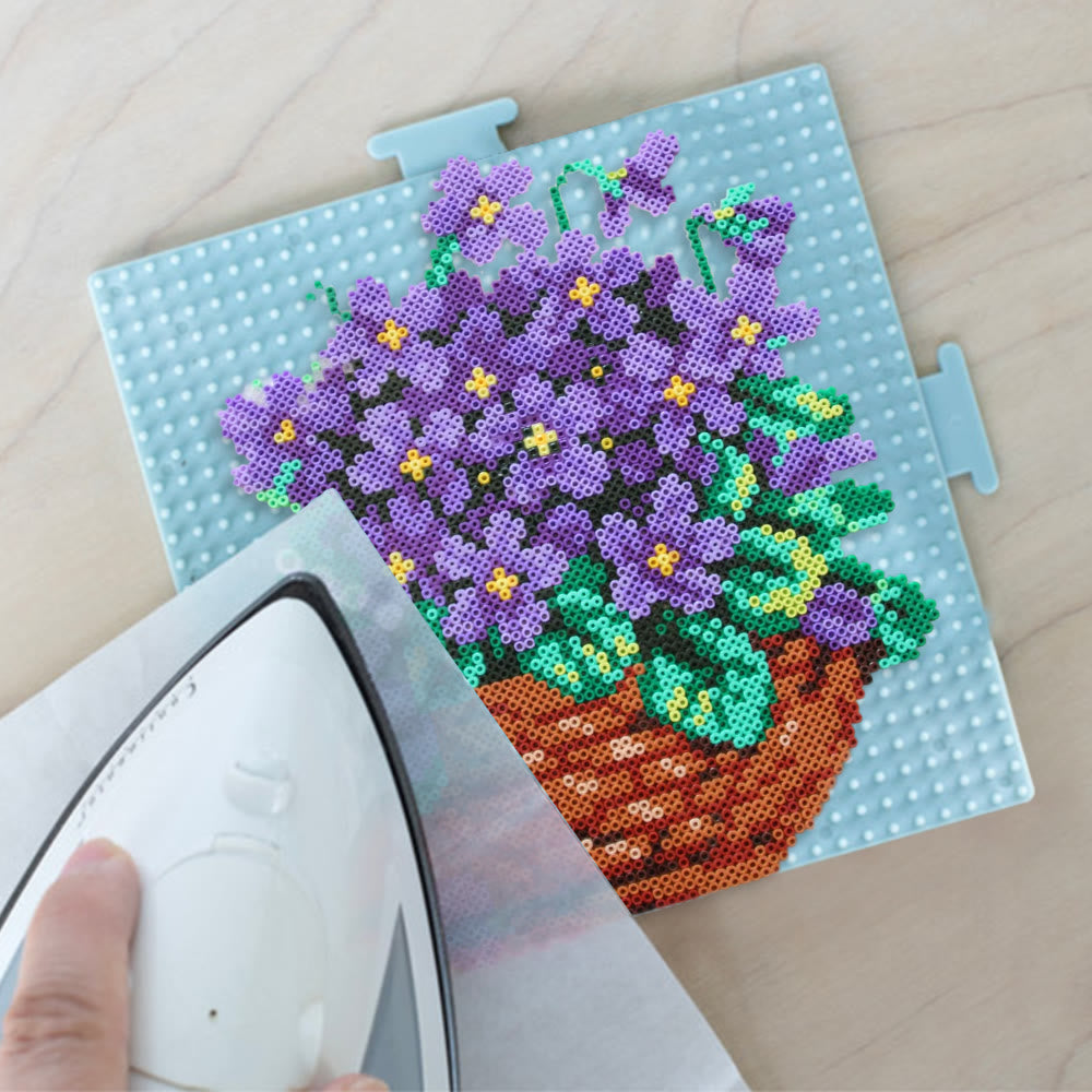 Rubbyoo Perler Beads Kit - Purple Flower | Floral Beginner Craft | Handmade Home Decoration - image 1
