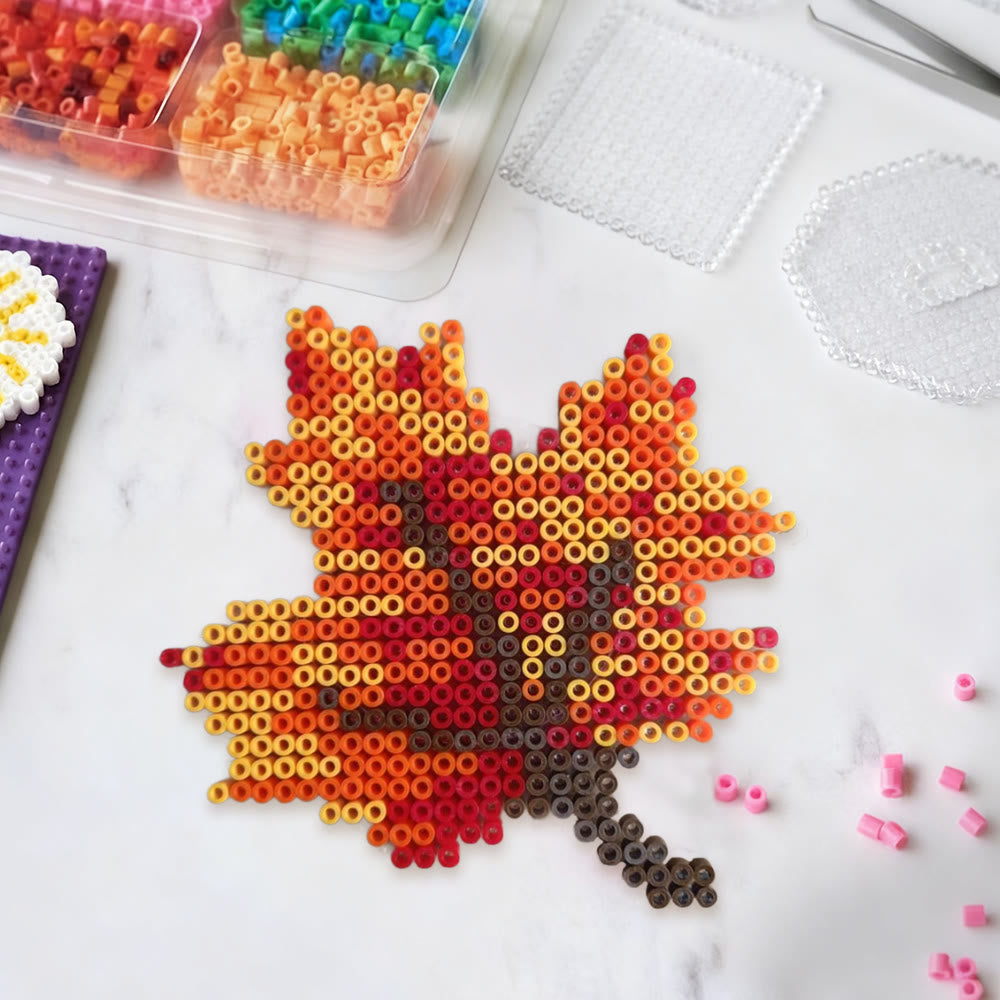 Rubbyoo Perler Beads Kit - Maple Leaves | Autumn Handmade Decorative Gifts | Perfect Craft For Diy Beginner  - 2.6 mm - Perler Beads Kit + Tool Kit - image 0