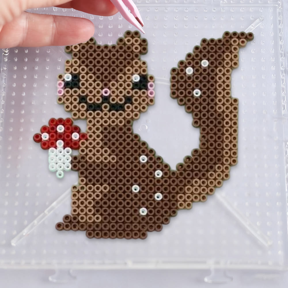 Rubbyoo Perler Beads Kit - Mushroom Squirrel | Fall Hanging Decor | Nice Diy Gift For Friend - image 1