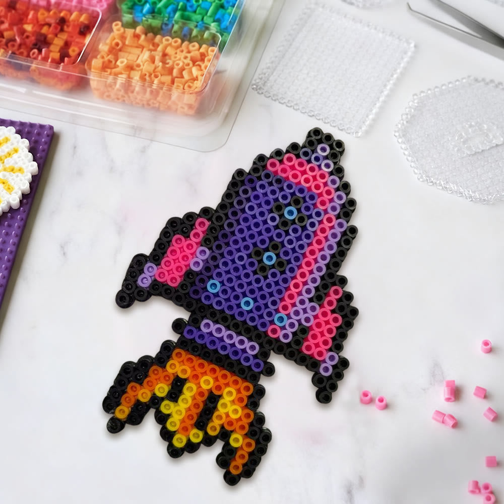 Rubbyoo Perler Beads Kit - Rocket Ship | Diy Handmade Craft For Kid | Creative Pixel Decor - 2.6 mm - Perler Beads Kit + Tool Kit - image 0