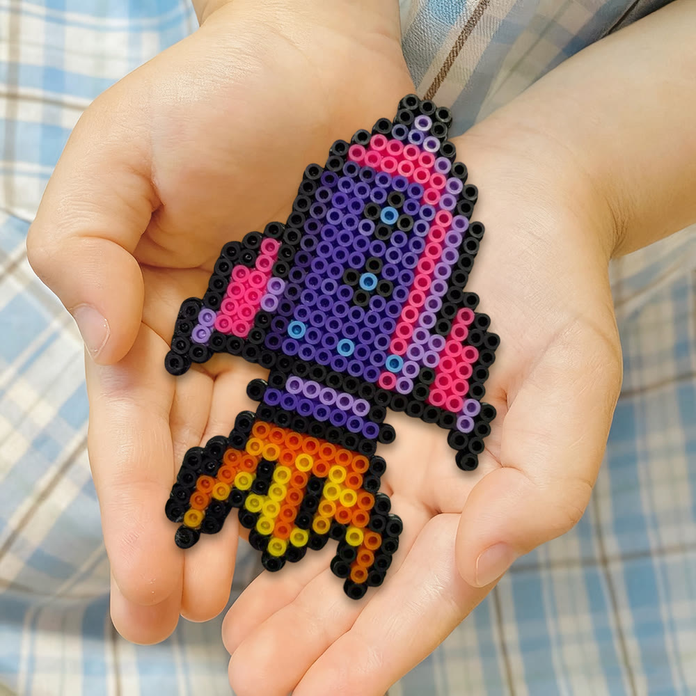 Rubbyoo Perler Beads Kit - Rocket Ship | Diy Handmade Craft For Kid | Creative Pixel Decor - image 3