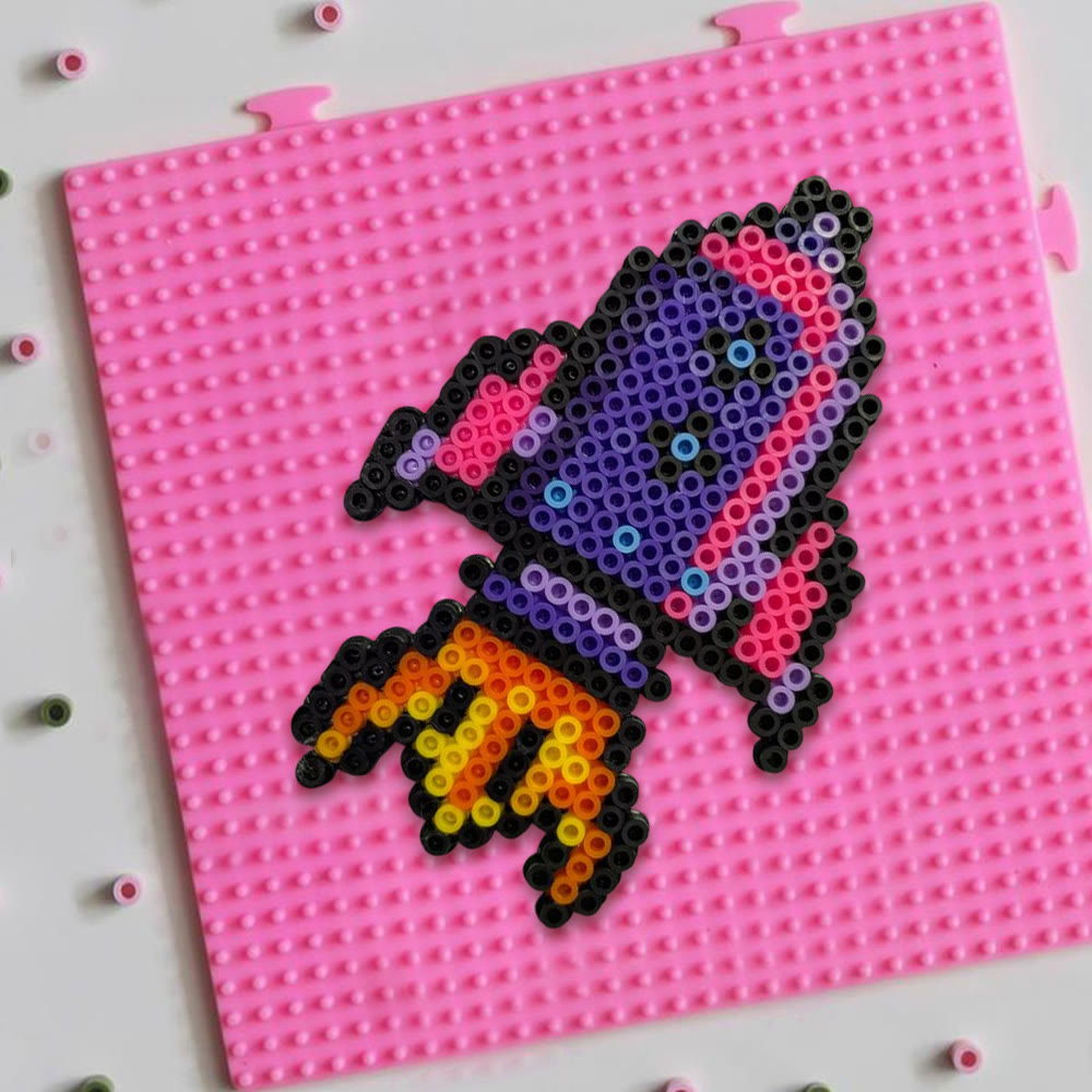 Rubbyoo Perler Beads Kit - Rocket Ship | Diy Handmade Craft For Kid | Creative Pixel Decor - image 2