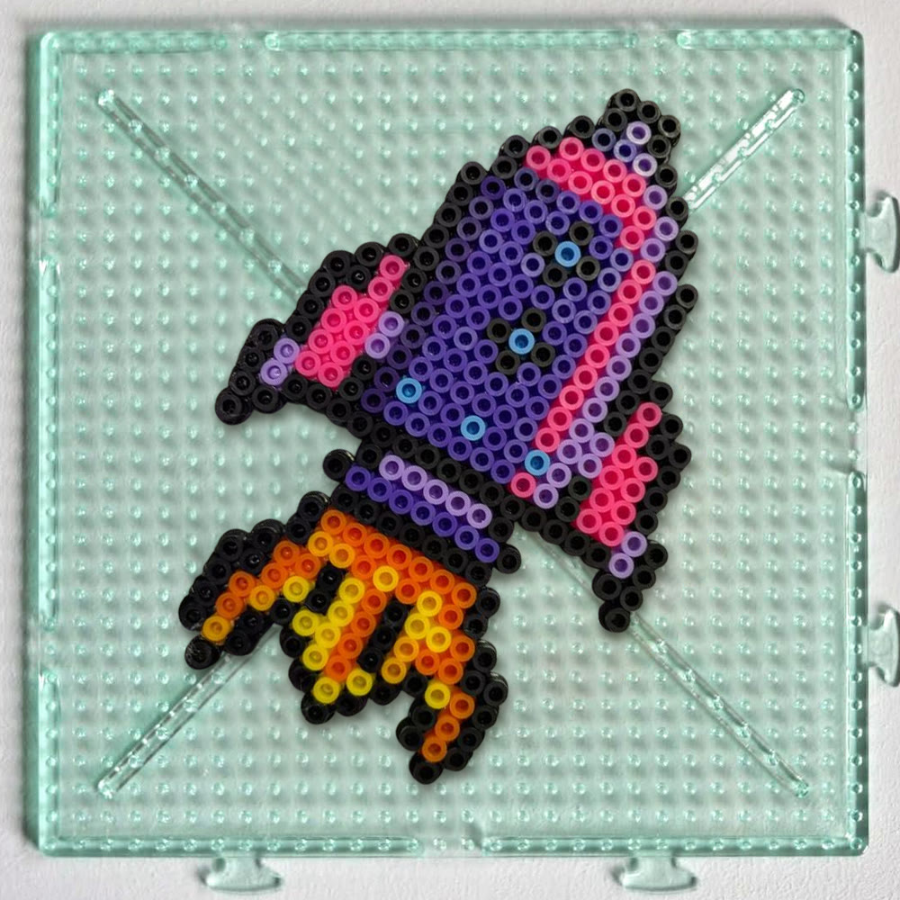Rubbyoo Perler Beads Kit - Rocket Ship | Diy Handmade Craft For Kid | Creative Pixel Decor - image 4