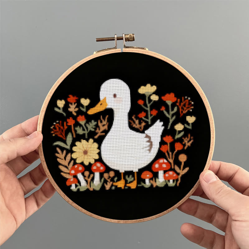 Cross Stitch Kit - Floral Duck | Autumn Animal Craft | Nice Stitch Gifts - image 1
