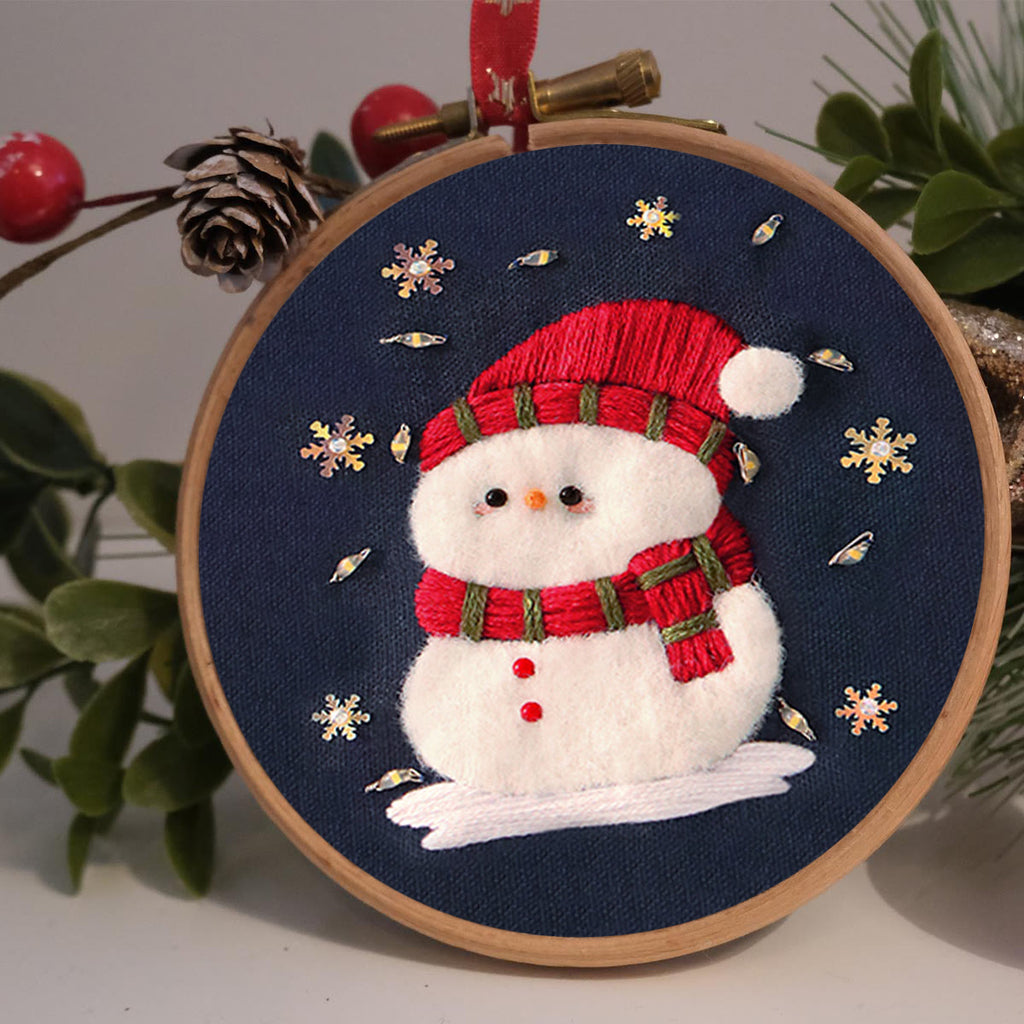 Rubbyoo Embroidery Kit - Cute Snowman | Diy Stitch Decorative Craft | Perfect Christmas Ornament - image 3