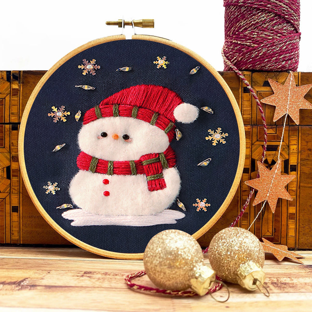 Rubbyoo Embroidery Kit - Cute Snowman | Diy Stitch Decorative Craft | Perfect Christmas Ornament - image 2
