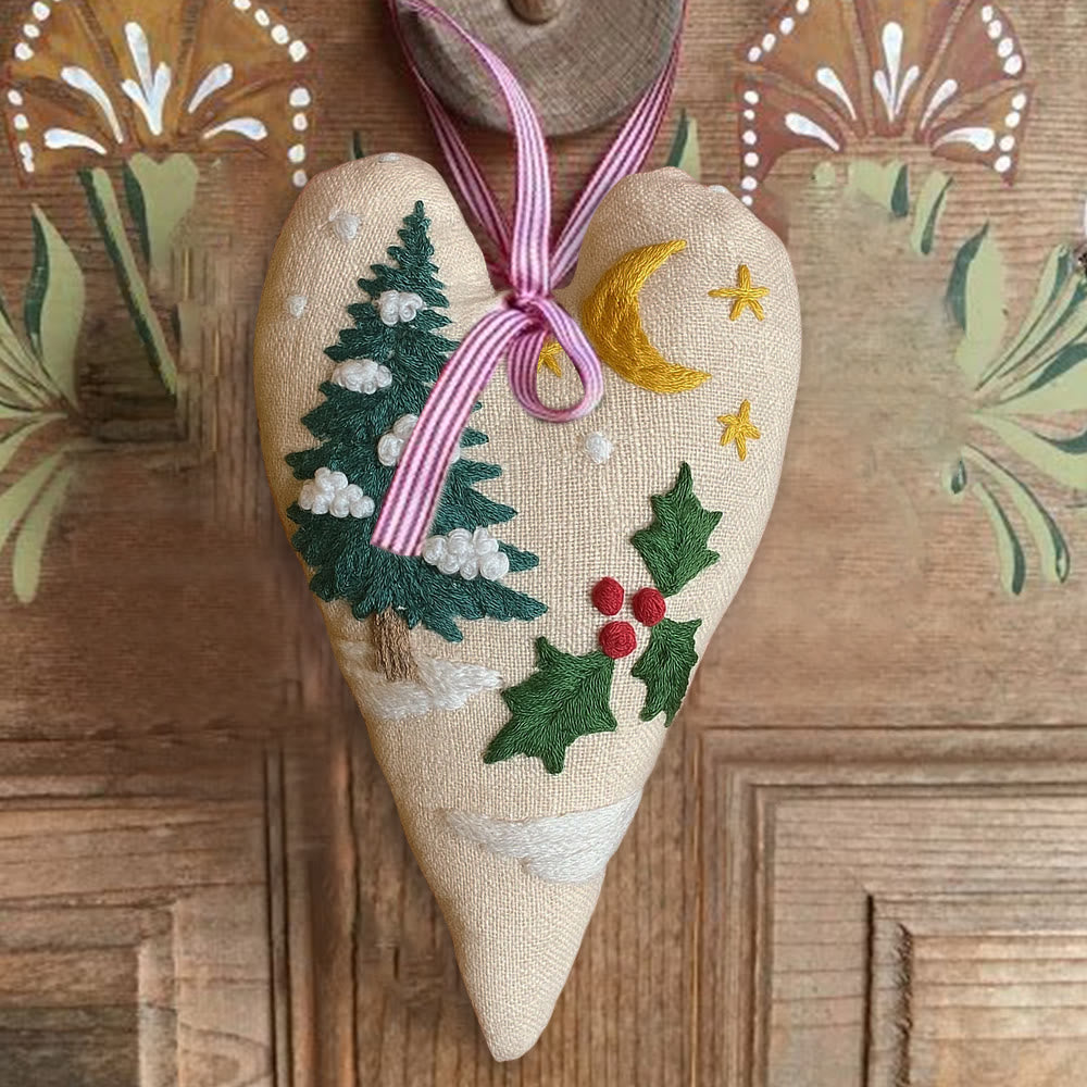 Rubbyoo Heart Embroidery Kit - Christmas Sign | Perfect For Home Decor | Handmade Needle Artwork - image 3