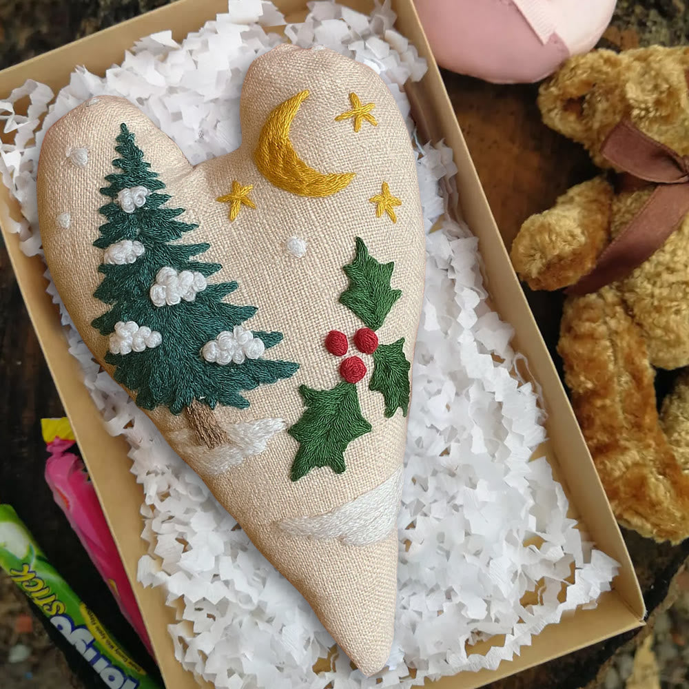 Rubbyoo Heart Embroidery Kit - Christmas Sign | Perfect For Home Decor | Handmade Needle Artwork - image 6