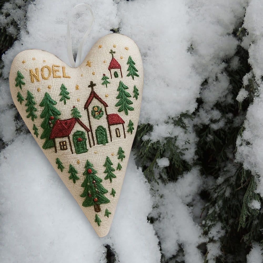 Rubbyoo Heart Embroidery Kit - Church | Christmas Decoration | Handmade Needle Artwork - image 4